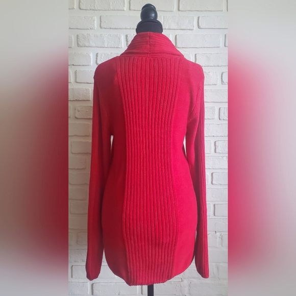 Jones New York Ribbed Knit Cowl Neck Sweater Red Size Large - Picture 7 of 12